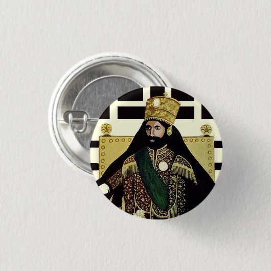 Haile Selassie I Jah Rastafari Reggae Rasta Button (Voorkant /achterkant)
