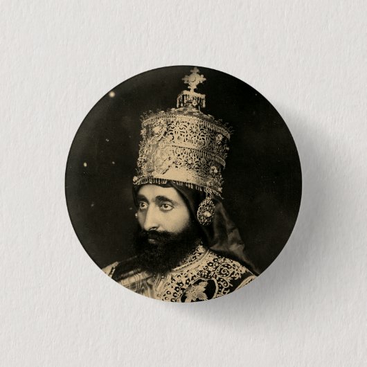 Haile Selassie - Jah - Messiah - Rastafari Button (Voorkant)