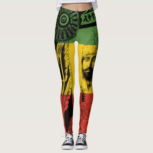 Haile Selassie Leggings Lion de Juda Design (Devant)