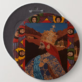 Haile Selassie Modern Art Jah Rastafari Roots Ronde Button 6,0 Cm (Voorkant /achterkant)