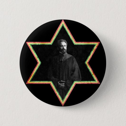 Haile Selassie Star van David Ronde Button 5,7 Cm (Voorkant)