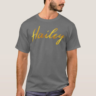 Hailey Naam Hand Lettering in Faux Gold Letters T-shirt