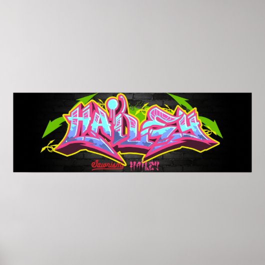 Hailey op graffiti poster (Voorkant)