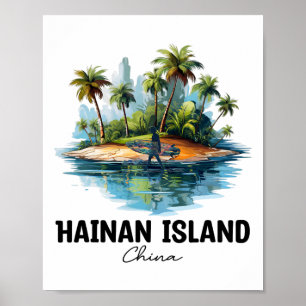 Hainan-eiland China Surfen Reizen, Azië Toeristisc Poster