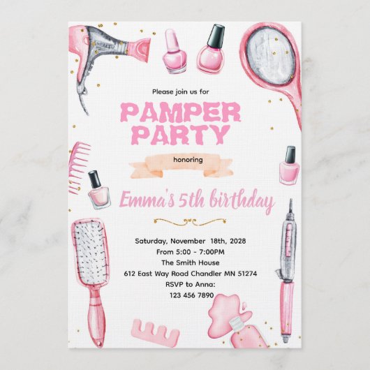 Hair and Nails pamper party invitation (Devant)