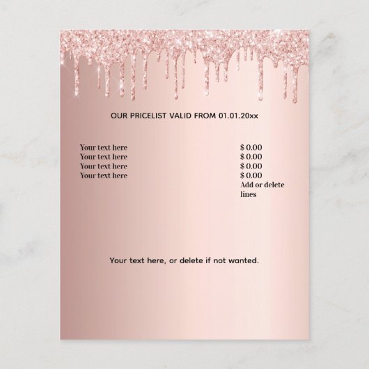 Hair Beausalon roos Gold glitter QR code Flyer (Achterkant)