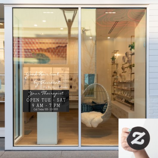 Hair Beauty Salon Open Window Sign. Raamsticker (Winkelraam)