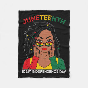 Hair Black Woman Juneteenth is mijn onafhankelijkh Fleece Deken
