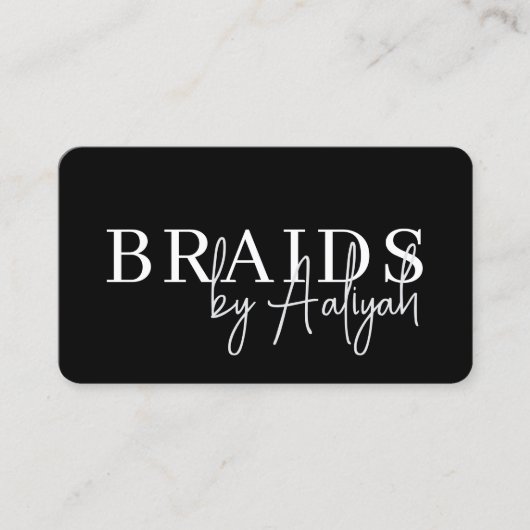 Hair Braiding Booking QR Code Visitekaartje (Voorkant)