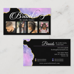 Hair Braiding Braid Paars Pink Gold Foto  Visitekaartje
