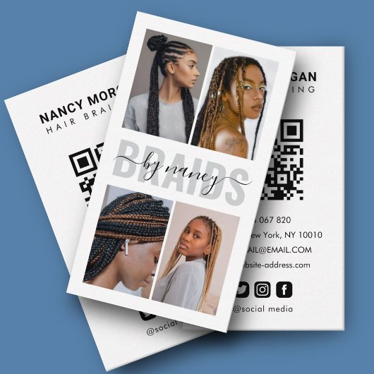 Hair Braiding Calligraphy Script Fotocollage Visitekaartje