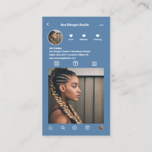 Hair Braiding instagram Photo Grid Qr code blauw Visitekaartje