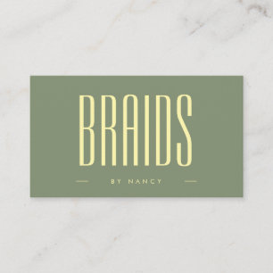Hair Braiding Sage Green Visitekaartje