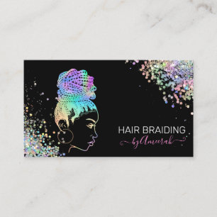 Hair Braiding Stylist Braid Salon Holographic  Visitekaartje