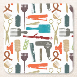 Hair Care Patroon Vierkante Kartonnen Onderzetter