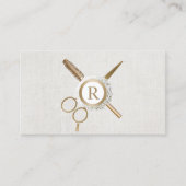 Hair & Eyelash Extensions Gold Monogram Elegant Visitekaartje (Voorkant)