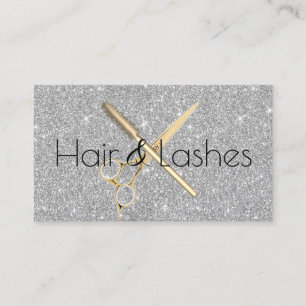 Hair & Lashes Stylist Silver Glitter Beauty Salon Visitekaartje