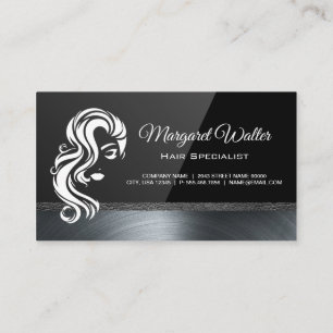 Hair Logo Black Gloss Metallic Trim Visitekaartje