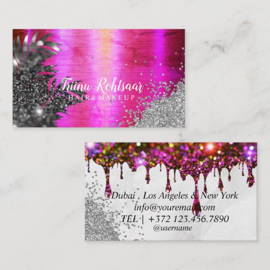 HAIR MAKE DE Visitekaartje VAN Glitter Mousserend (Voorkant / Achterkant)