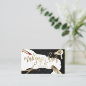 Hair & Makeup Beauty Salon Black & Gold Typografie Visitekaartje (Staand voorkant)