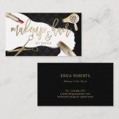 Hair & Makeup Beauty Salon Black & Gold Typografie Visitekaartje (Voorkant / Achterkant)