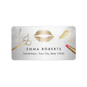 Hair & Makeup Beauty Salon Modern Gold & Silver Etiket