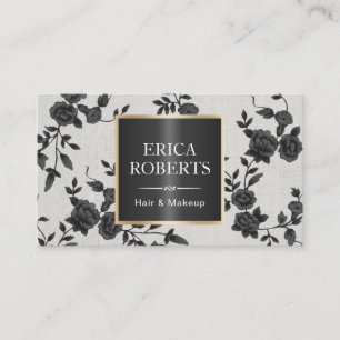 Hair & Makeup Elegant Black Floral Appointment Afsprakenkaartje