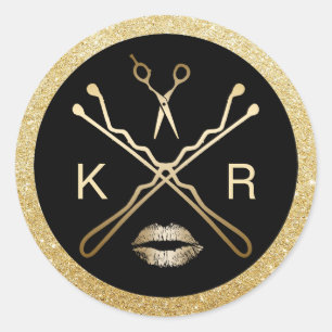 Hair & Makeup kunstenaar Modern Gold Beauty Salon Ronde Sticker