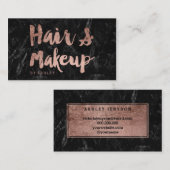 Hair Makeup kunstenaar roos gouden script zwarte m Visitekaartje (Voorkant / Achterkant)