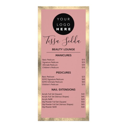 Hair Makeup Nails Manicure Pedicure Blush Gold Reclamekaart (Voorkant)
