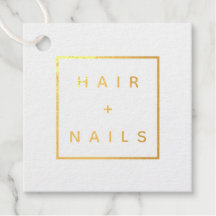HAIR + NAILS logo kraft Square Folie Favor Tags