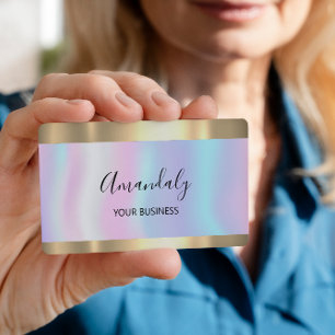 Hair Nails Makeup Stylist Gold Holografen Roze Visitekaartje