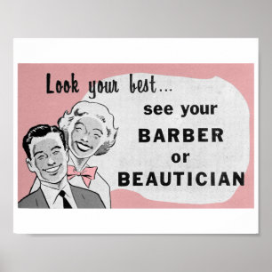 Hair Salon Art Beauticien Afdrukken in roze Poster