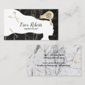 Hair Salon Beauty Girl Trendy Marble Appointment Afsprakenkaartje (Voorkant / Achterkant)