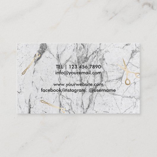 Hair Salon Beauty Girl Trendy Marble Appointment Afsprakenkaartje (Achterkant)