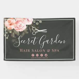 Hair Salon Beauty Stylist Elegant Floral Roos Shop Spandoek
