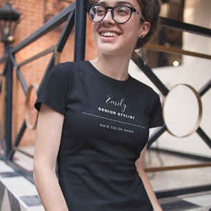 Hair Salon Business Name Employee Job White Black T-shirt