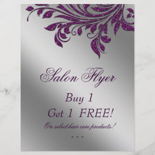 Hair Salon Flyer Sale Zebra Sparkle Paars Silver