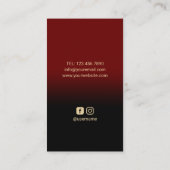 Hair Salon Gold Scissor & Red Rose Modern Stylist Visitekaartje (Achterkant)