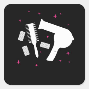 Hair Salon Hairdresser Logo Hair Dryer Vierkante Sticker