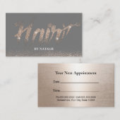 Hair Salon Modern Roos Gold Typogray Benoeming Afsprakenkaartje (Voorkant / Achterkant)