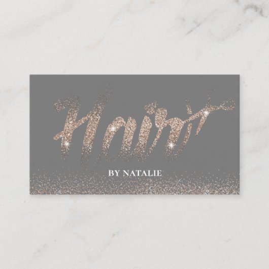 Hair Salon Modern Roos Gold Typogray Benoeming Afsprakenkaartje (Voorkant)