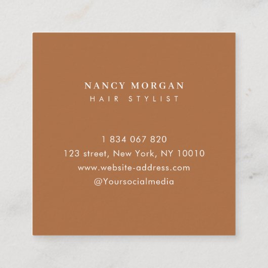 Hair Salon Photo Collage Terracotta Vierkante Visitekaartje (Achterkant)