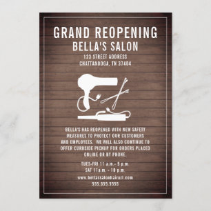 Hair Salon ReOpening Wood Kaart