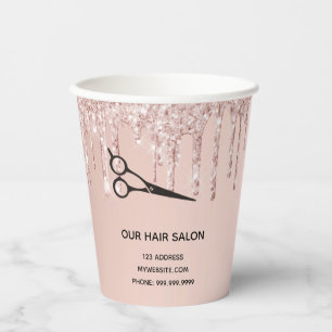 Hair salon roos goudglitter zweeft handel papieren bekers