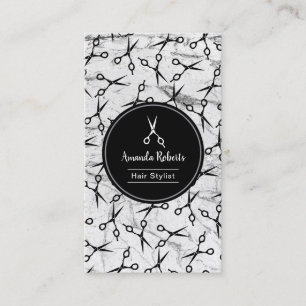 Hair Salon Scissor Pattern Marble Appointment Afsprakenkaartje