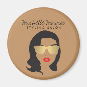 Hair Salon, Stylist, Beauty Girl Tan/Brown Magneet