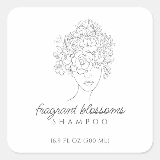 Hair Shampoo Productlabel Vierkante Sticker (Voorkant)