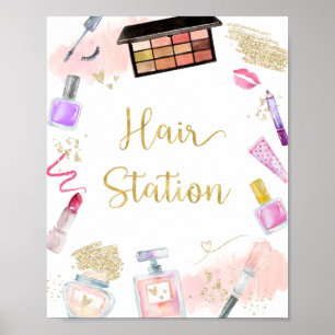 Hair Station Glitz en Glam Spa Birthday Sign Poster