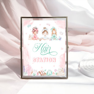 Hair Station Spa Party Make-up Girl Verjaardag Poster